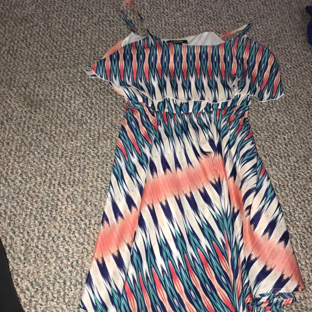 Multicolored and patterned mini dress